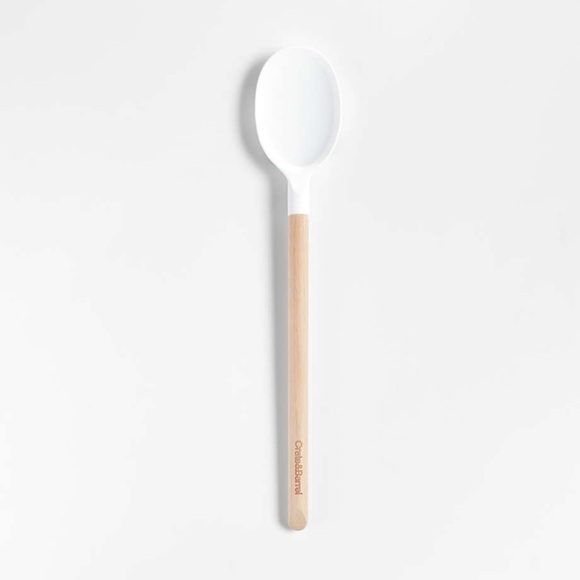 Crate & Barrel White Silicone and Wood Spoon - Picture 1 of 3